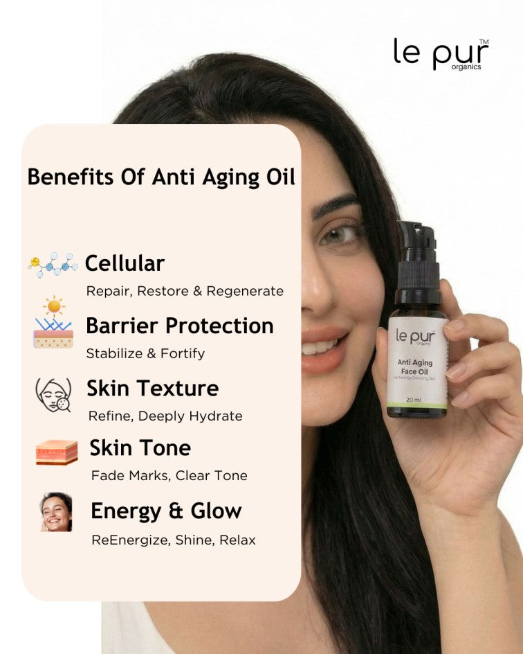 Visibly firming and deep cellular rejuvenation. Experience the power of 13 potent elements. Anti Aging Oil Miss LePur Organics